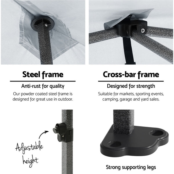 Instahut Gazebo Pop Up 3X4.5M W/Base Podx4 Marquee Folding Outdoor Wedding Camping Tent Shade Canopy White Gazebos & Pergolas