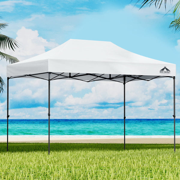Instahut Gazebo Pop Up 3X4.5M W/Base Podx4 Marquee Folding Outdoor Wedding Camping Tent Shade Canopy White Gazebos & Pergolas