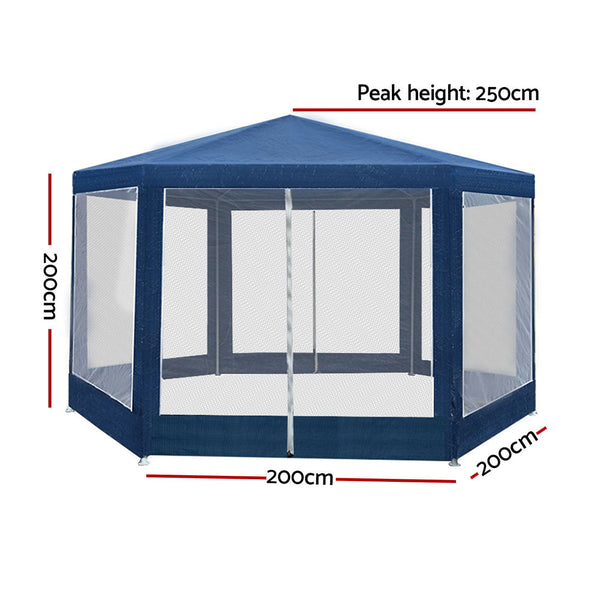 Instahut Gazebo Wedding Party Marquee Tent Canopy Outdoor Camping Gazebos Navy Gazebos & Pergolas