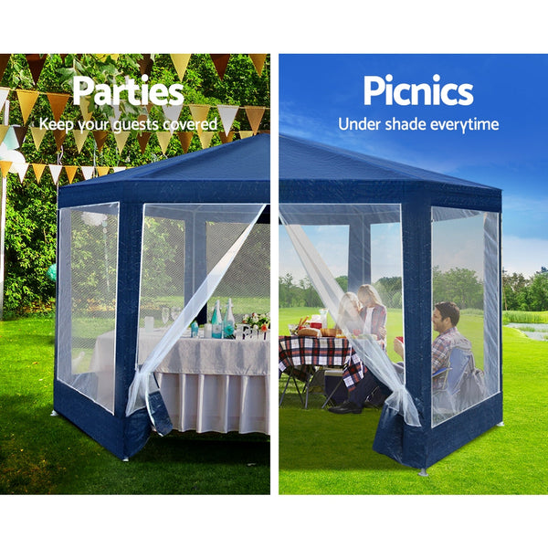 Instahut Gazebo Wedding Party Marquee Tent Canopy Outdoor Camping Gazebos Navy Gazebos & Pergolas