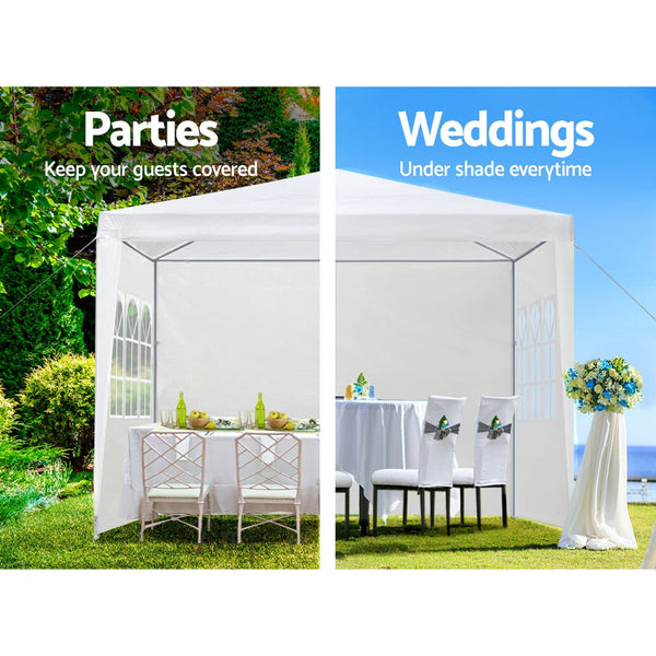 Instahut Gazebo 3X3 Outdoor Marquee Gazebos Wedding Party Camping Tent 4 Wall Panels Marquees