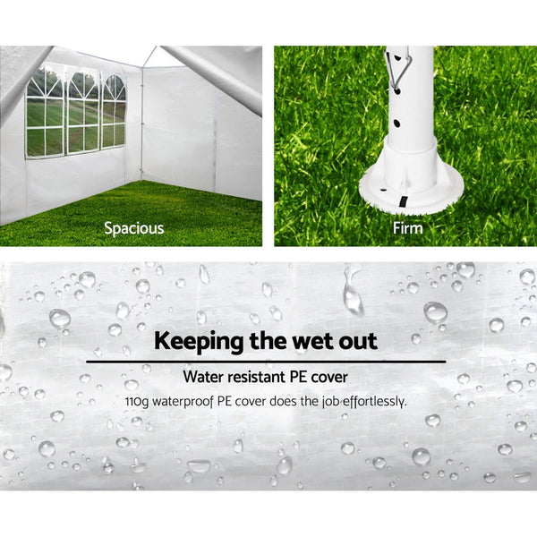 Instahut Gazebo 3X3 Outdoor Marquee Gazebos Wedding Party Camping Tent 4 Wall Panels Marquees