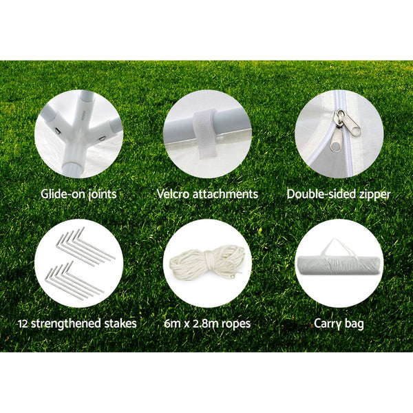 Instahut Gazebo Outdoor Marquee Wedding Gazebos Party Tent Camping White 3X6m Marquees