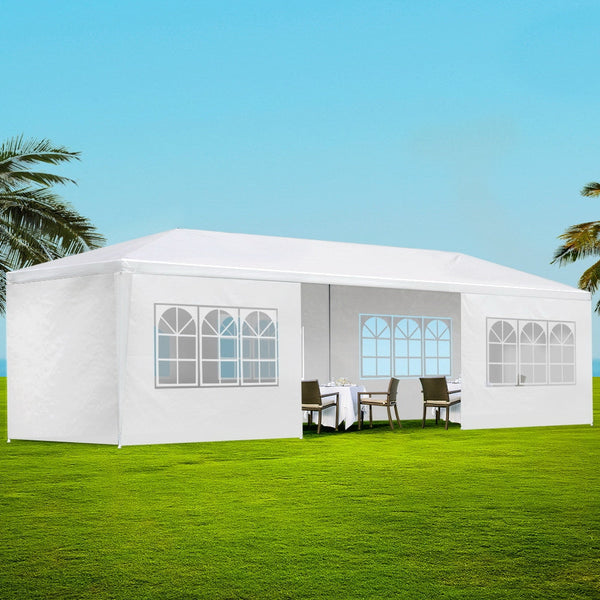 Instahut Gazebo 3X9 Outdoor Marquee Gazebos Wedding Party Camping Tent 8 Wall Panels Marquees