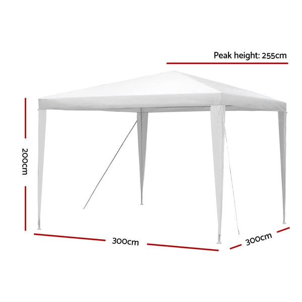 Instahut Wedding Gazebo Outdoor Marquee Party Tent Event Canopy Camping 3X3 White Gazebos & Pergolas