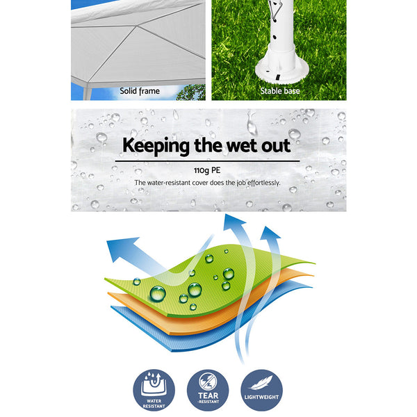 Instahut Wedding Gazebo Outdoor Marquee Party Tent Event Canopy Camping 3X3 White Gazebos & Pergolas