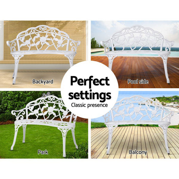 Gardeon Victorian Garden Bench White Patio Benches