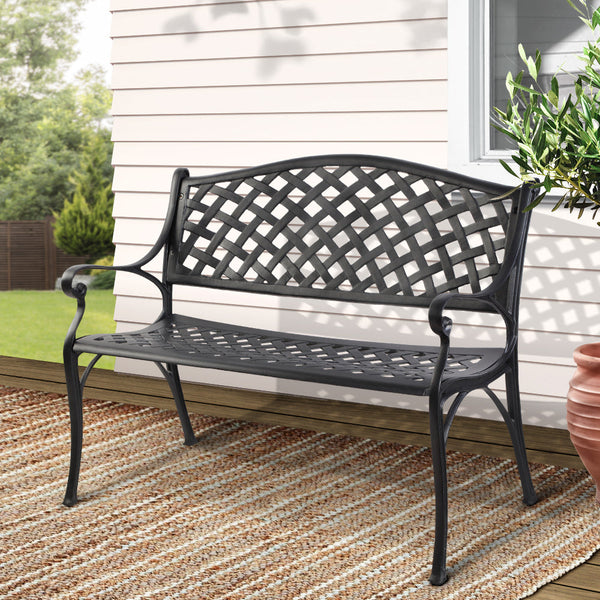 Gardeon Steel Modern Garden Bench Black Patio Benches