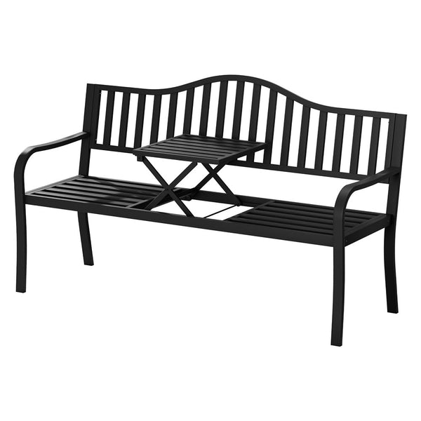 Gardeon Outdoor Garden Bench Seat Loveseat Steel Foldable Table Patio Furniture Patio Chairs
