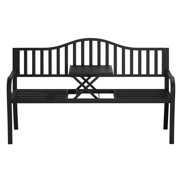 Gardeon Outdoor Garden Bench Seat Loveseat Steel Foldable Table Patio Furniture