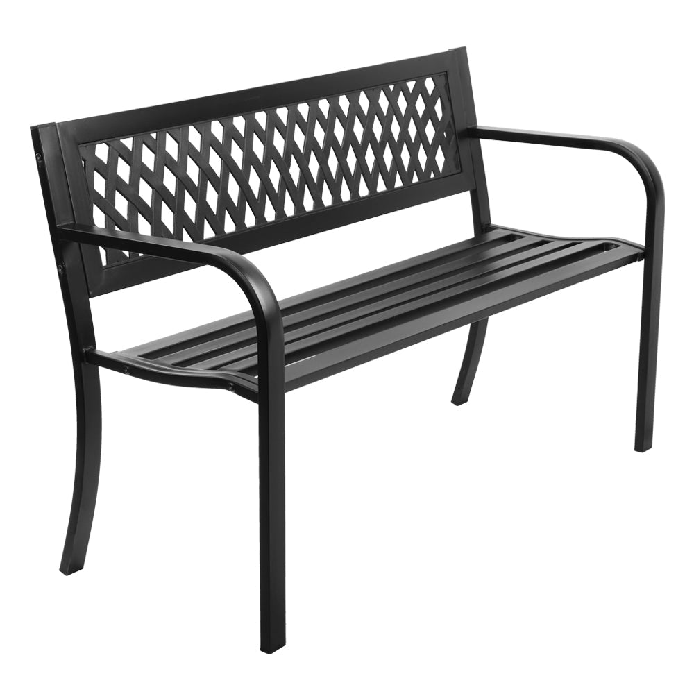 Gardeon Steel Modern Garden Bench Black Patio Benches