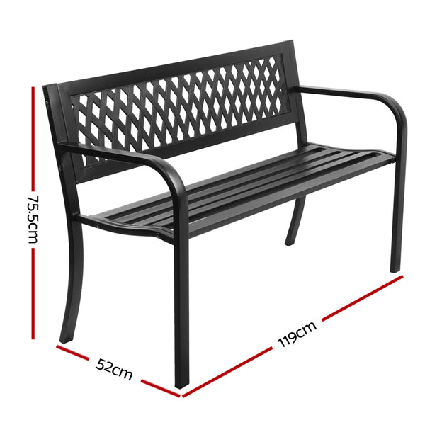 Gardeon Steel Modern Garden Bench Black Patio Benches