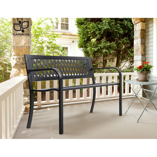 Gardeon Steel Modern Garden Bench Black Patio Benches