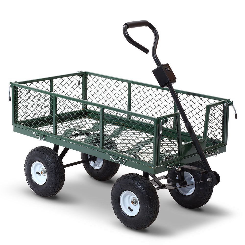 Gardeon Mesh Garden Steel Cart Green Wheelbarrows Carts Wagons