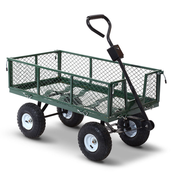 Gardeon Mesh Garden Steel Cart Green Wheelbarrows Carts Wagons
