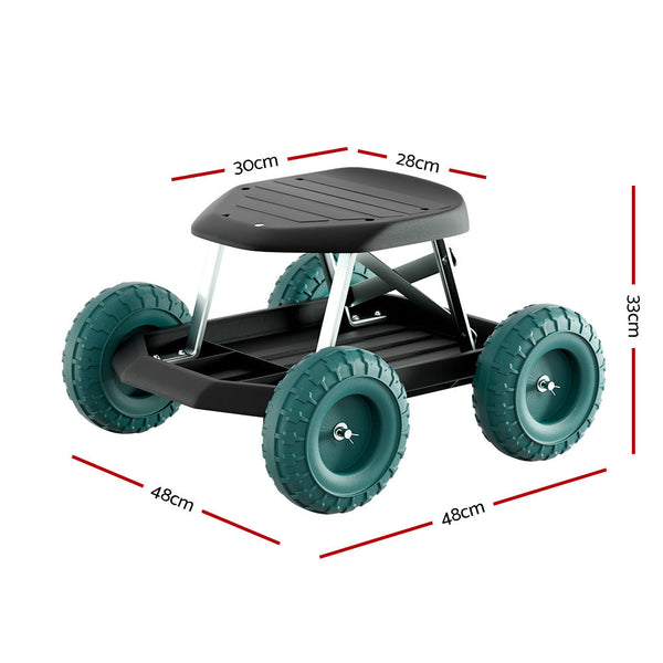 Gardeon Garden Cart Rolling Stool With Wheels Gardening Helper Seat Farm Yard Garden Kneelers & Seats