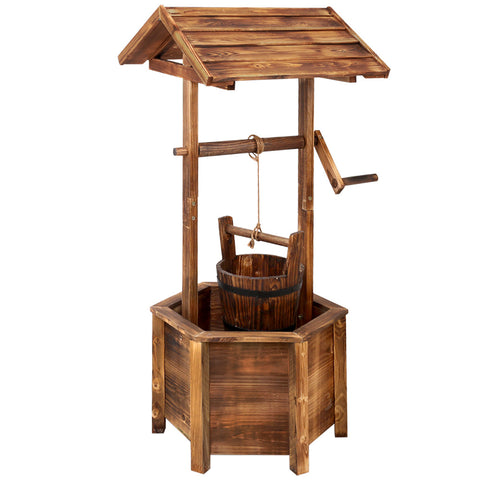 Gardeon Wishing Well Rustic Feel Charm Garden Dcor Solid Fir Ornaments & Statues
