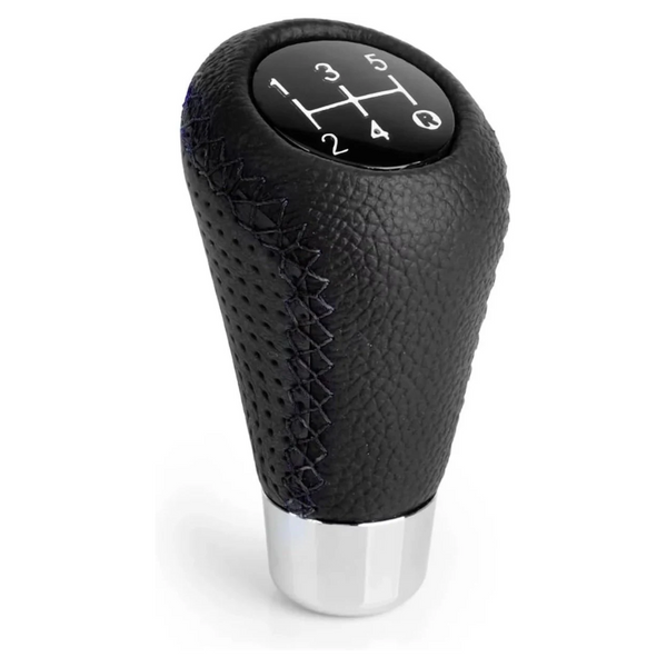 Gear Shift Lever Manual 5 Speed Transmission Black Leather Stitching Universal (Black) Other Car Interior