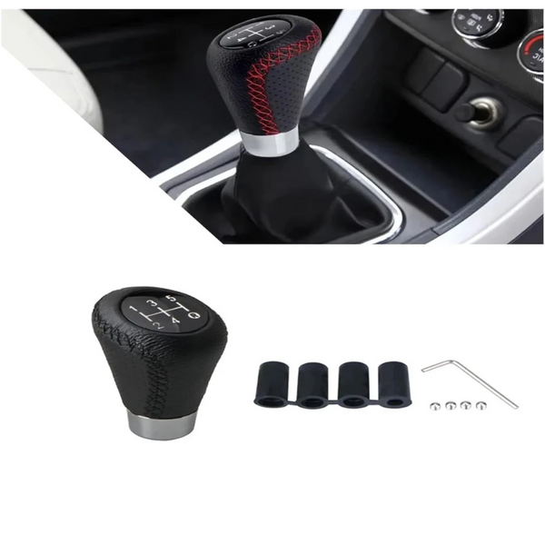 Gear Shift Lever Manual 5 Speed Transmission Black Leather Stitching Universal (Blue) Other Car Interior