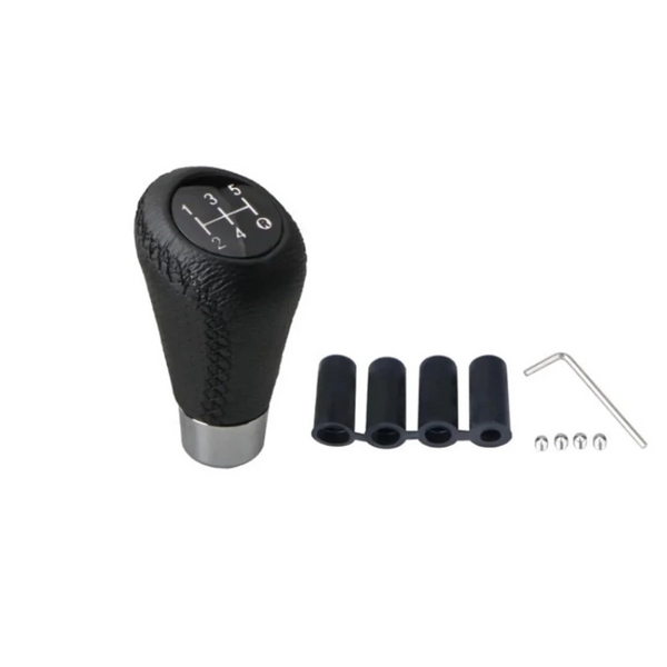 Gear Shift Lever Manual 5 Speed Transmission Black Leather Stitching Universal (Black) Other Car Interior