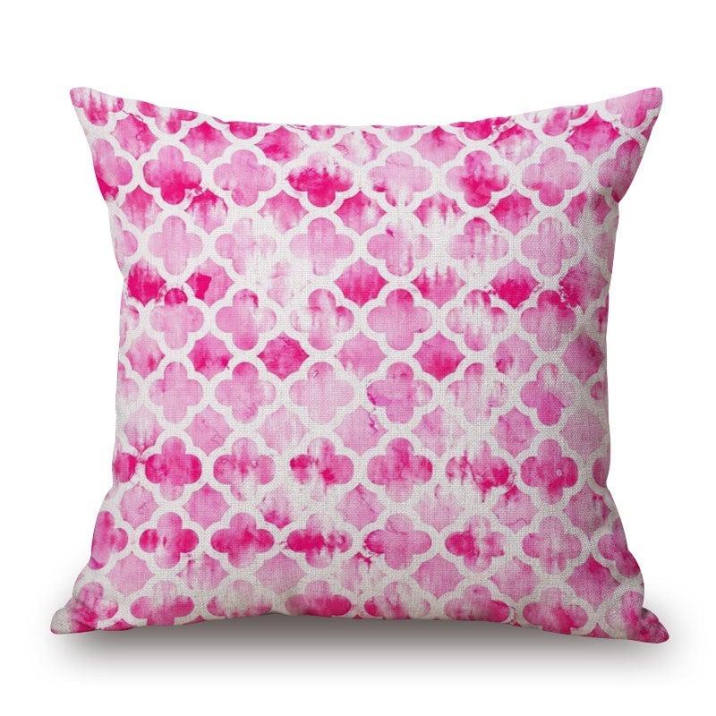 Gemetry Pink Cotton Linen Pillow Cover Cushions & Decorative Pillows