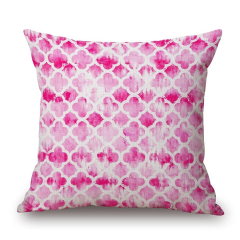 Gemetry Pink Cotton Linen Pillow Cover