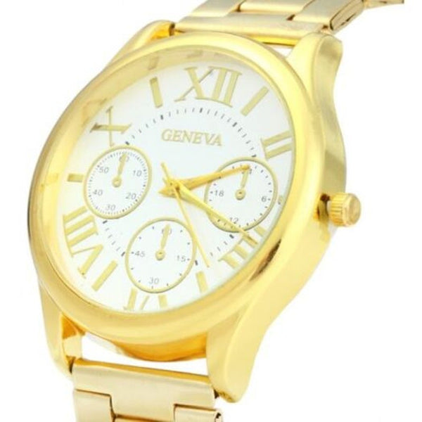 Veile Studios P07 Golden Case Quartz Watch With Stainless Steel Band For Men Watches