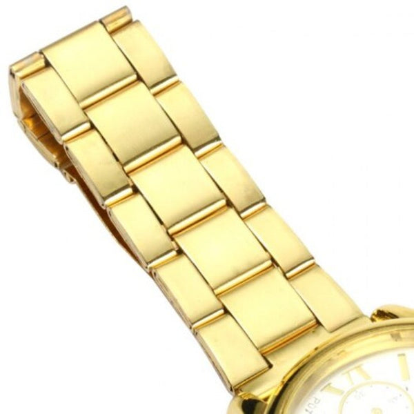 Veile Studios P07 Golden Case Quartz Watch With Stainless Steel Band For Men Watches