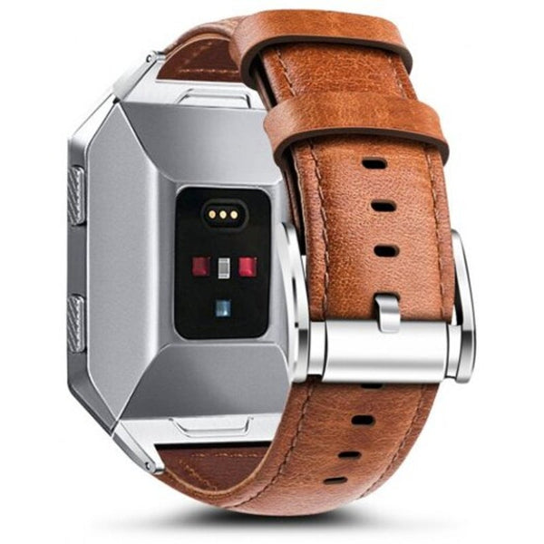 Genuine Leather Replacement Strap With Metal Adapter For Fitbit Ionic Smart Watch Accessory Wristband Light Brown