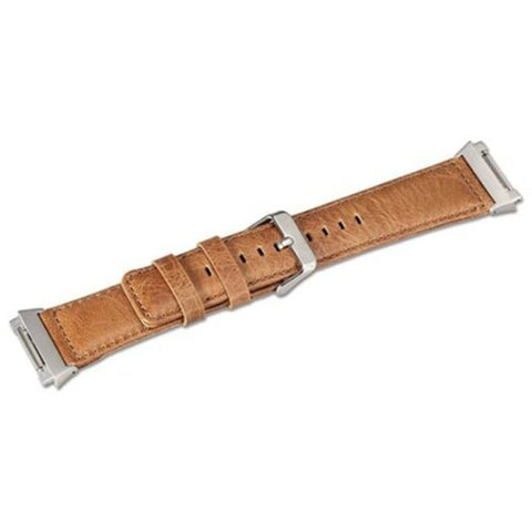 Genuine Leather Replacement Strap With Metal Adapter For Fitbit Ionic Smart Watch Accessory Wristband Light Brown