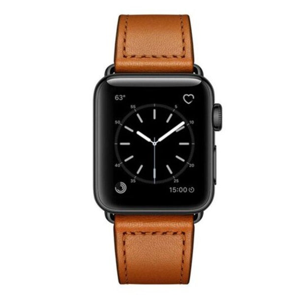 Genuine Leather Sport Watch Band Strap For Apple Series 4 3 2 1 Brown 40Mm Watch Bands