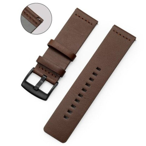 Genuine Leather Watch Band Wrist Strap For Garmin Vivoactive 3 / Vivomove Hr Brown
