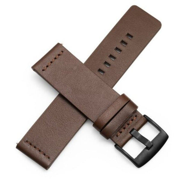Genuine Leather Watch Band Wrist Strap For Garmin Vivoactive 3 / Vivomove Hr Brown