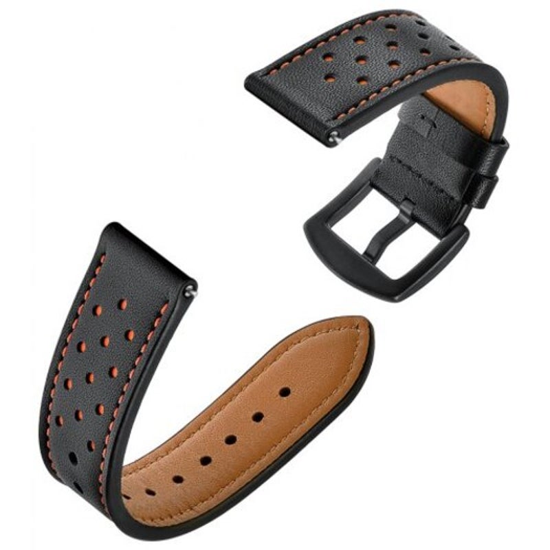 Genuine Leather Watch Strap 22Mm For Amazfit Stratos / 2S Black Watch Bands