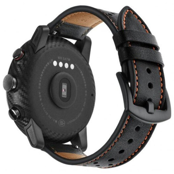 Genuine Leather Watch Strap 22Mm For Amazfit Stratos / 2S Black Watch Bands