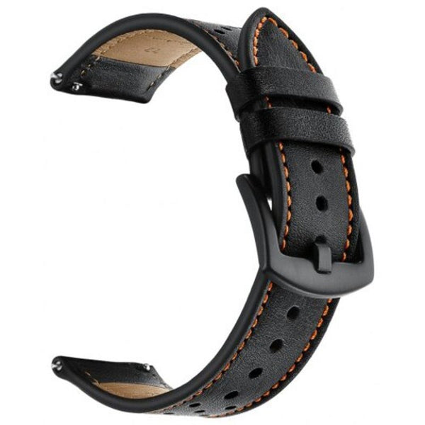 Genuine Leather Watch Strap 22Mm For Amazfit Stratos / 2S Black Watch Bands