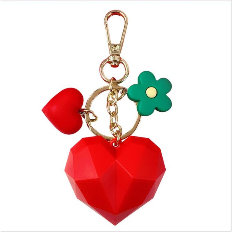 Geometric Love Flower Keychain Pendant Personality Ring Car School Bag Unisex