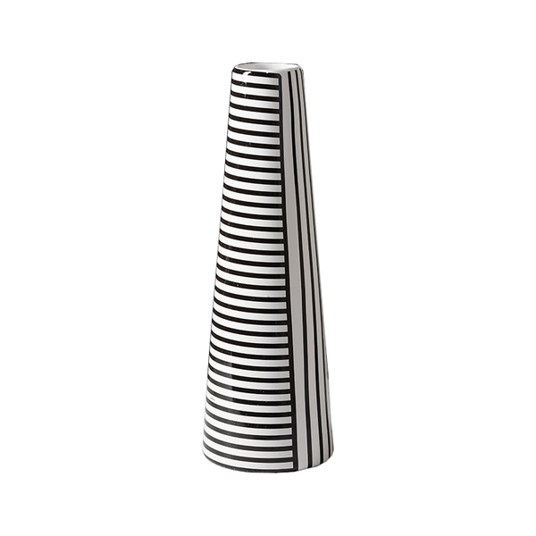 Geometric Black White Striped Ceramic Vase Decor Vases