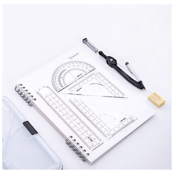 Geometry Math Set Protractor Drawing School Eraser Compasses Ruler