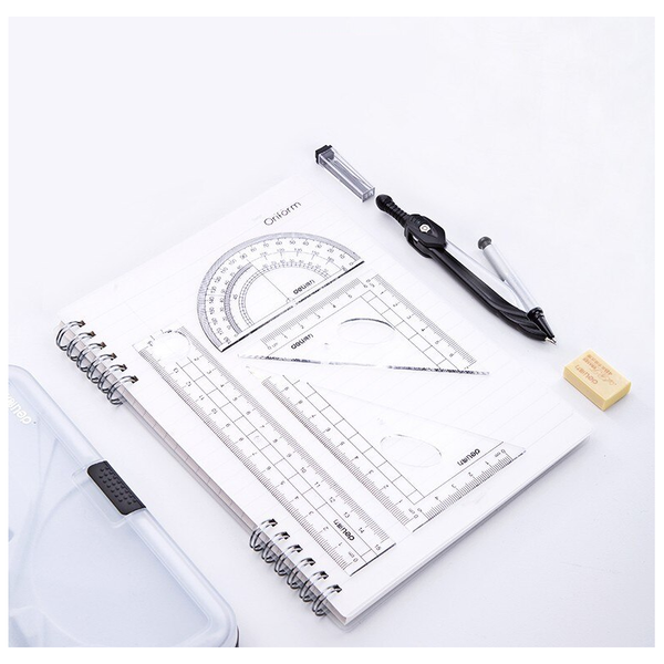 Geometry Math Set Protractor Drawing School Eraser Compasses Ruler School Supplies