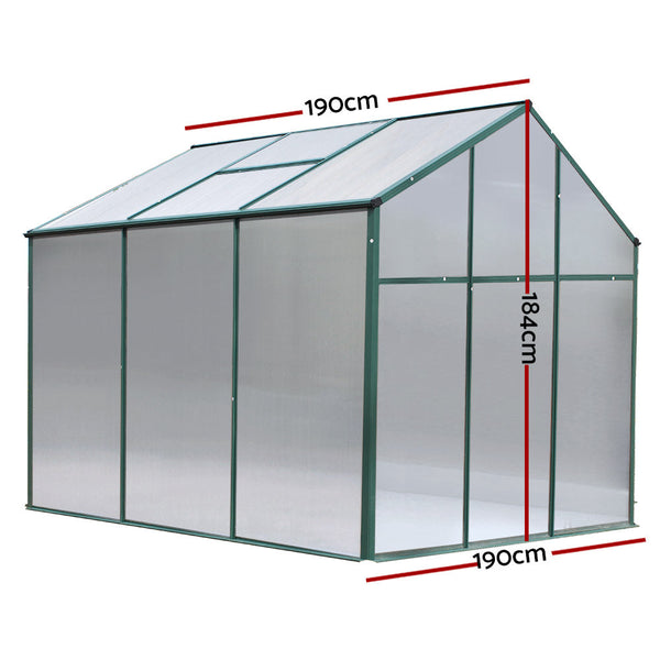 Greenfingers Greenhouse Aluminum House Garden Shed Polycarbonate 1.9X1.9M Greenhouses