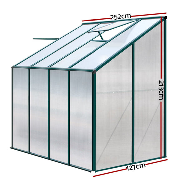 Greenfingers Greenhouse Aluminium House Garden Polycarbonate 2.52X1.27M Greenhouses