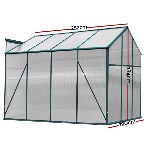 Greenfingers Aluminum Greenhouse House Garden Shed Polycarbonate 2.52X1.9M Greenhouses