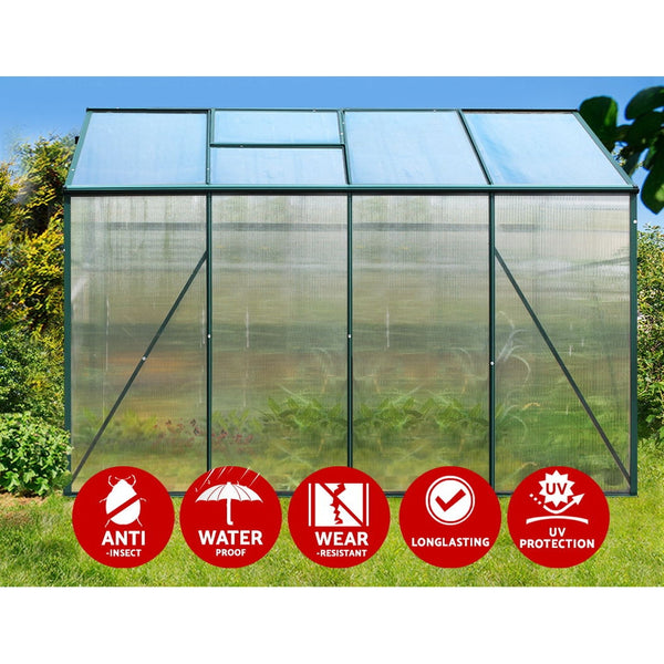 Greenfingers Aluminum Greenhouse House Garden Shed Polycarbonate 2.52X1.9M Greenhouses