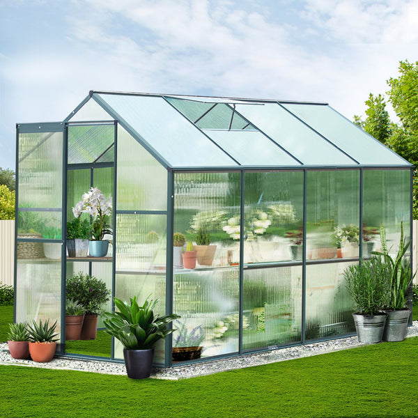 Greenfingers Aluminum Greenhouse House Garden Shed Polycarbonate 2.52X1.9M Greenhouses