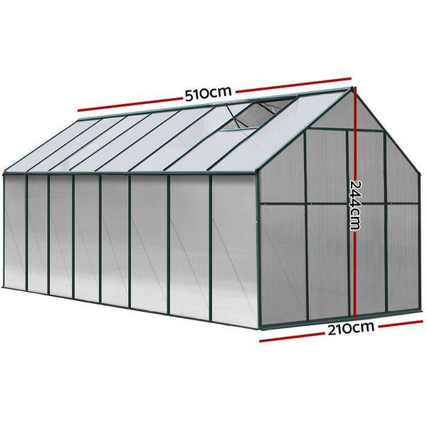 Greenfingers Aluminium Greenhouse Polycarbonate House Garden Shed 5.1X2.44M Greenhouses