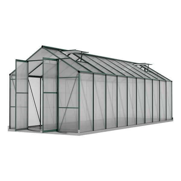 Greenfingers Greenhouse 6.3X2.44X2.1M Aluminium Polycarbonate House Garden Shed Greenhouses