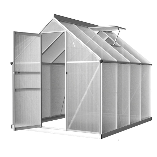 Greenfingers Greenhouse Aluminium House Polycarbonate Garden Shed 2.4X1.9M Greenhouses