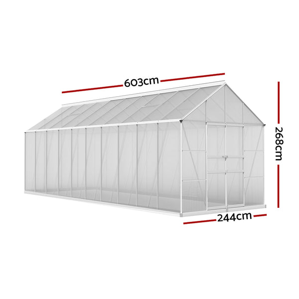 Greenfingers Greenhouse Aluminium Large House Garden Shed 6X2.4M Greenhouses