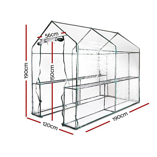 Greenfingers Greenhouse Garden Shed House 1.9X1.2M Storage Clear Greenhouses